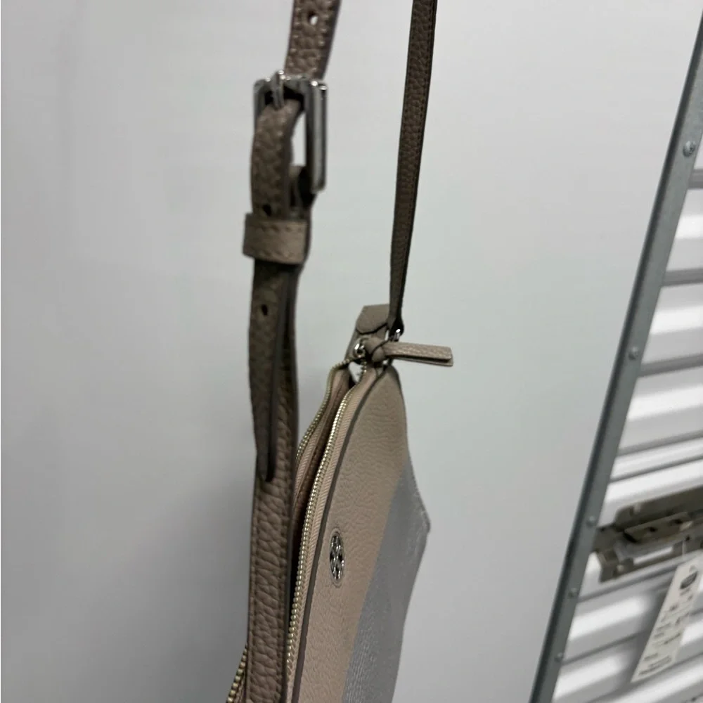 Tory Burch silver tan crossbody leather bag